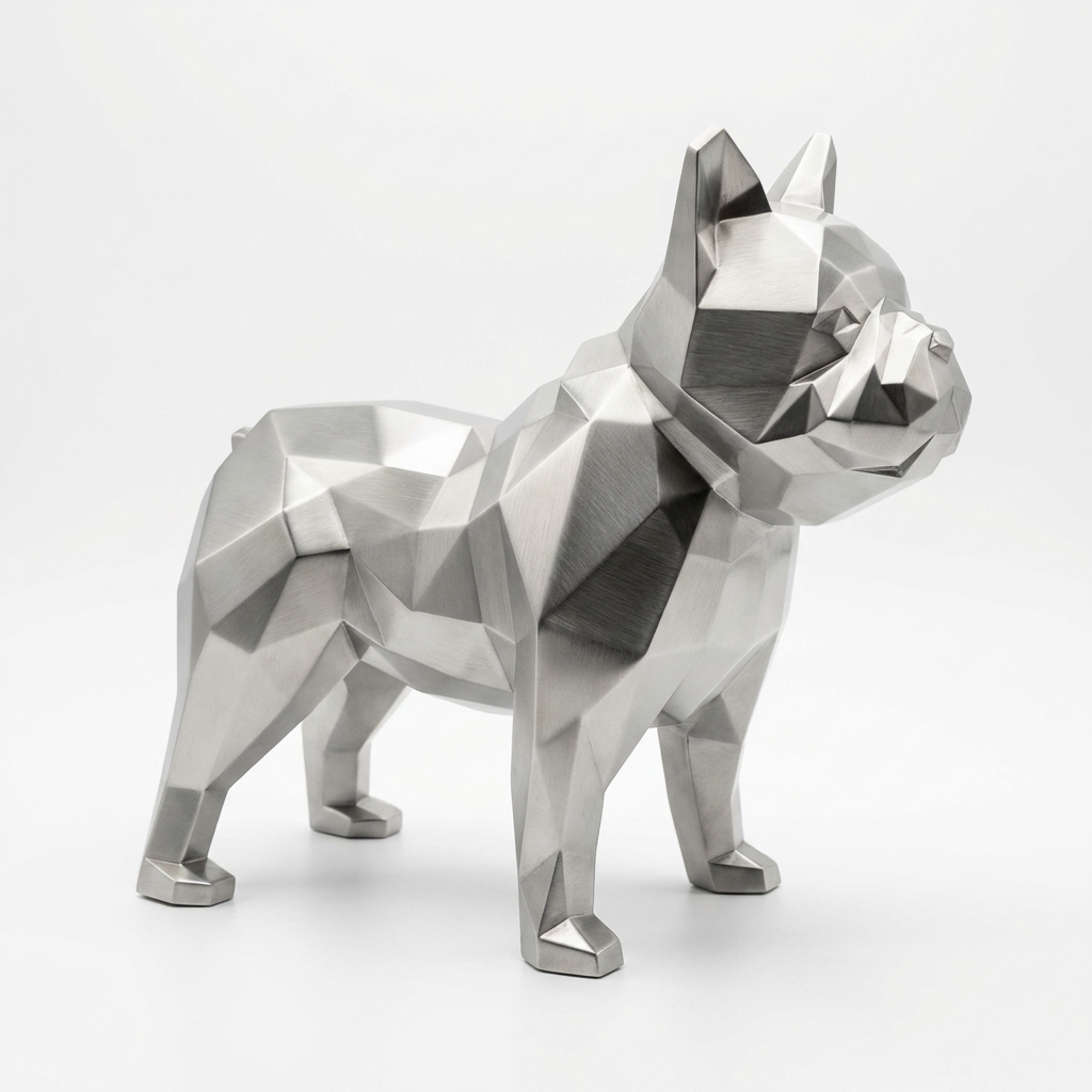 Sculpture Bulldog Origami  En Inox