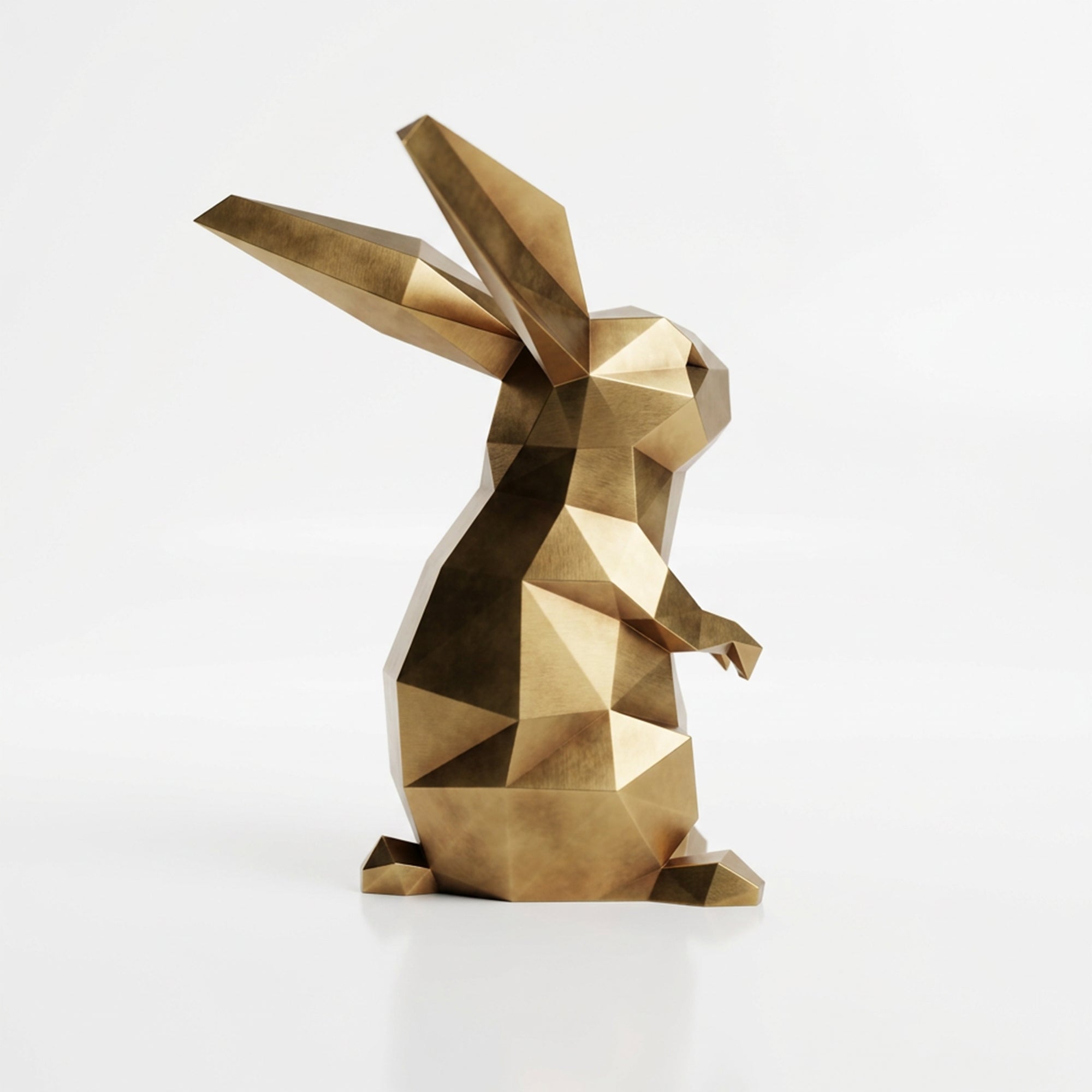 Sculpture lapin en origami En Inox Effet Bronze