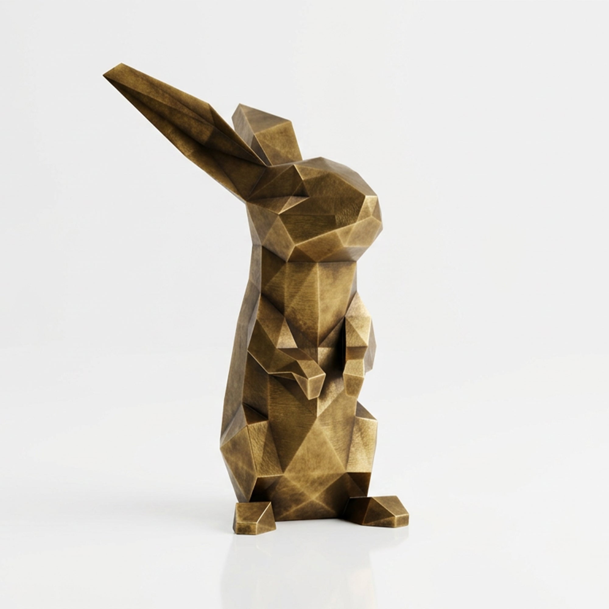 Sculpture lapin en origami En Inox Effet Bronze