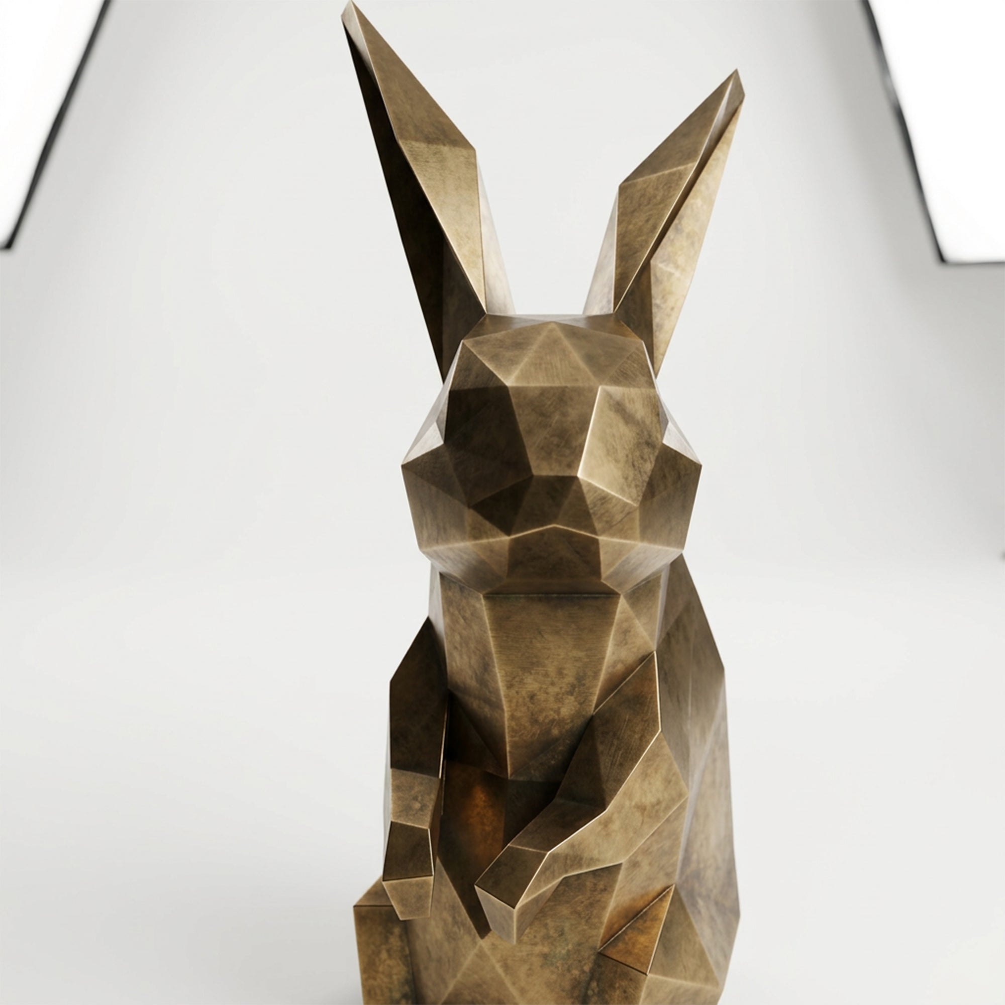 Sculpture lapin en origami En Inox Effet Bronze