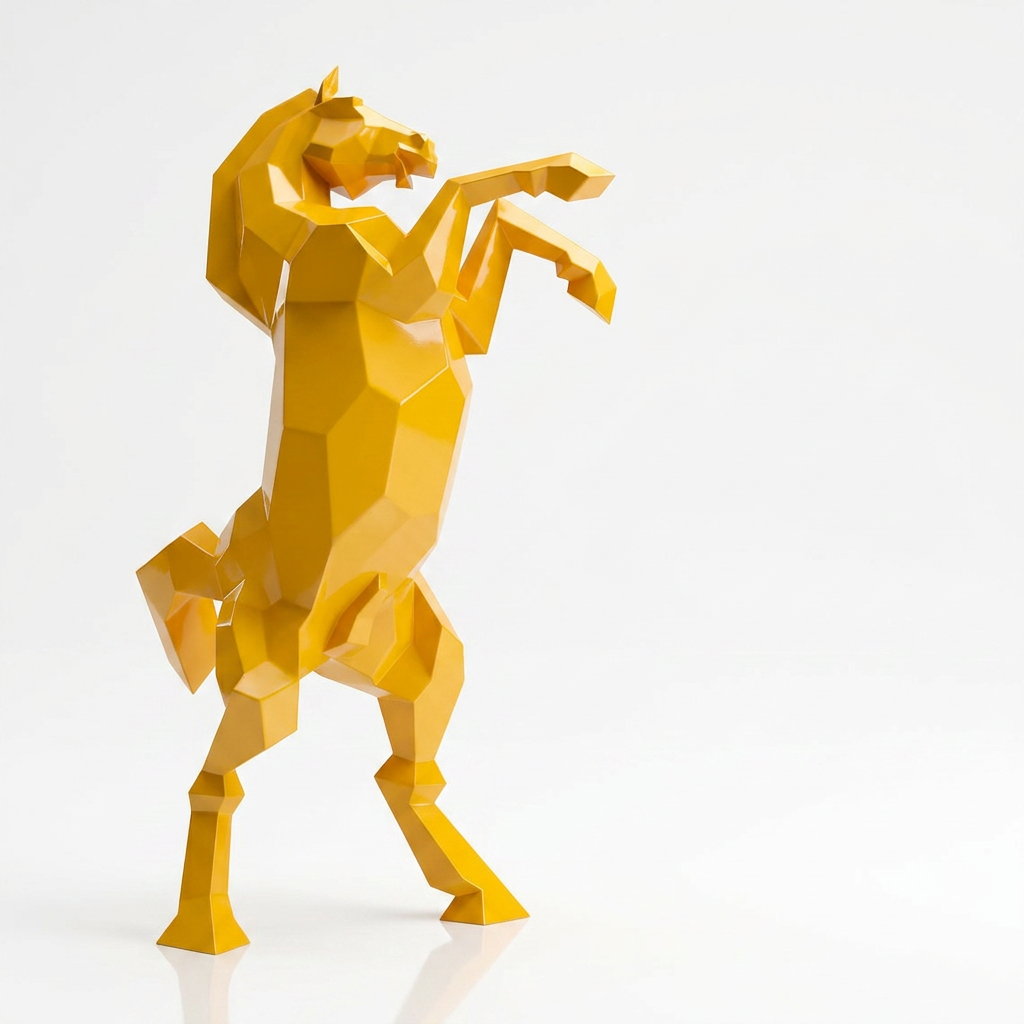 Sculpture Cheval Cabré Murale Facetté