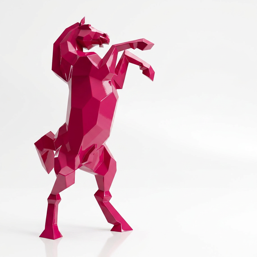 Sculpture Cheval Cabré Murale Facetté