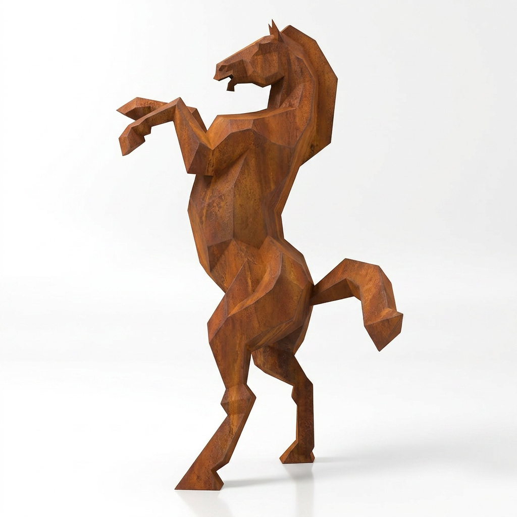 Sculpture Cheval Cabré Murale Facetté