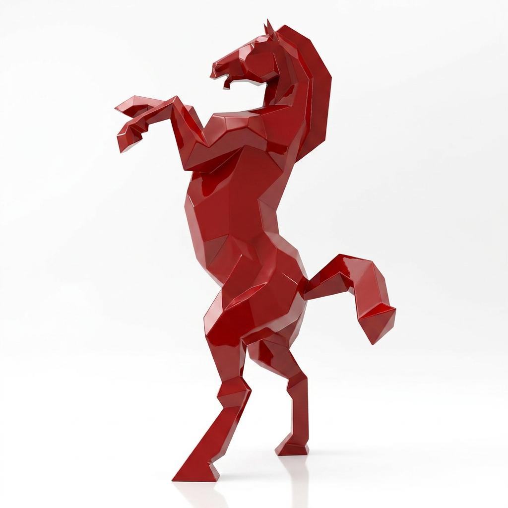 Sculpture Cheval Cabré Murale Facetté
