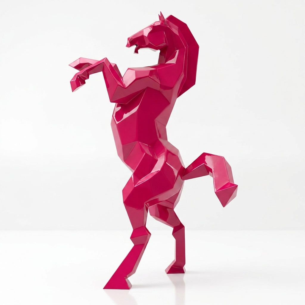 Sculpture Cheval Cabré Murale Facetté