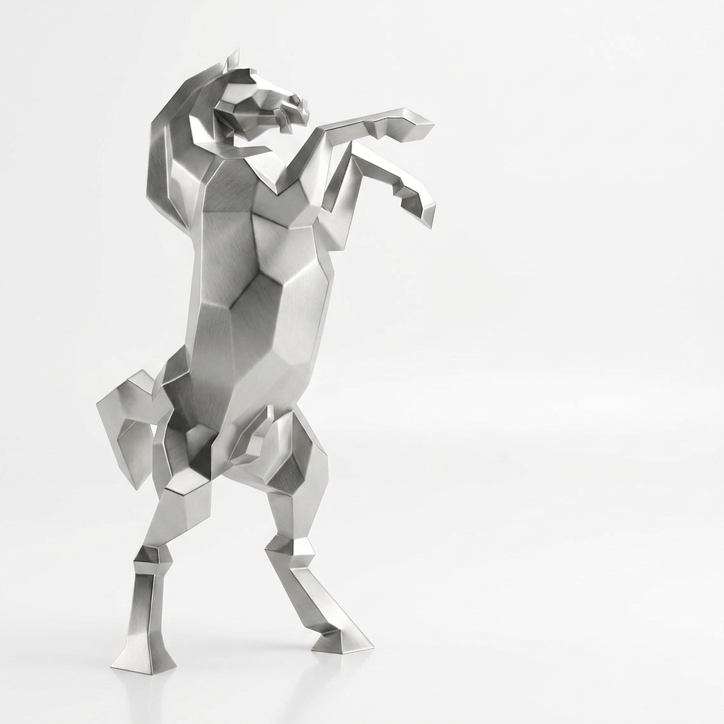 Sculpture Cheval Cabré Murale Facetté