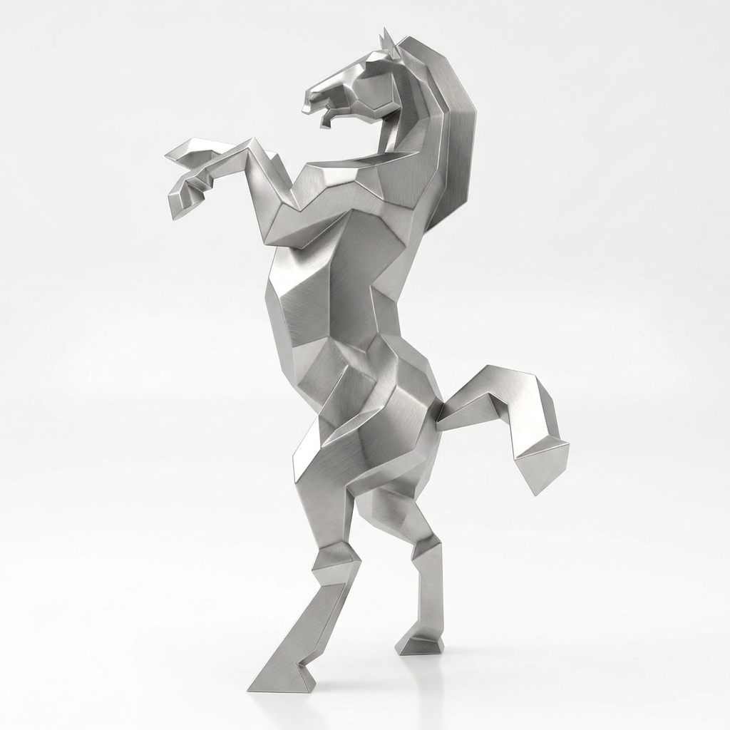 Sculpture Cheval Cabré Murale Facetté