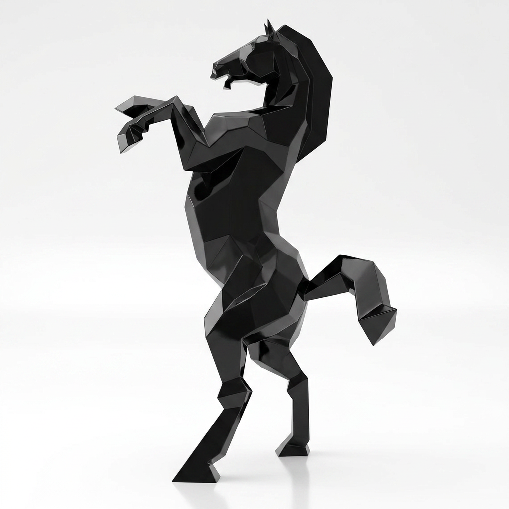 Sculpture Cheval Cabré Murale Facetté
