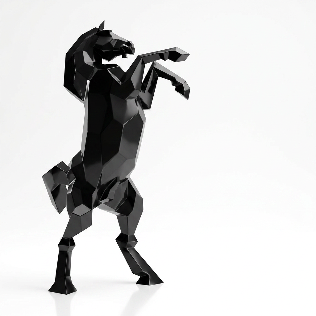 Sculpture Cheval Cabré Murale Facetté