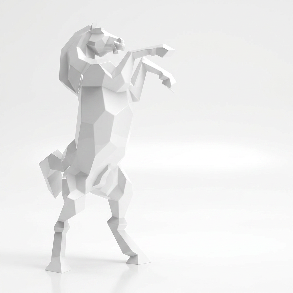Sculpture Cheval Cabré Murale Facetté