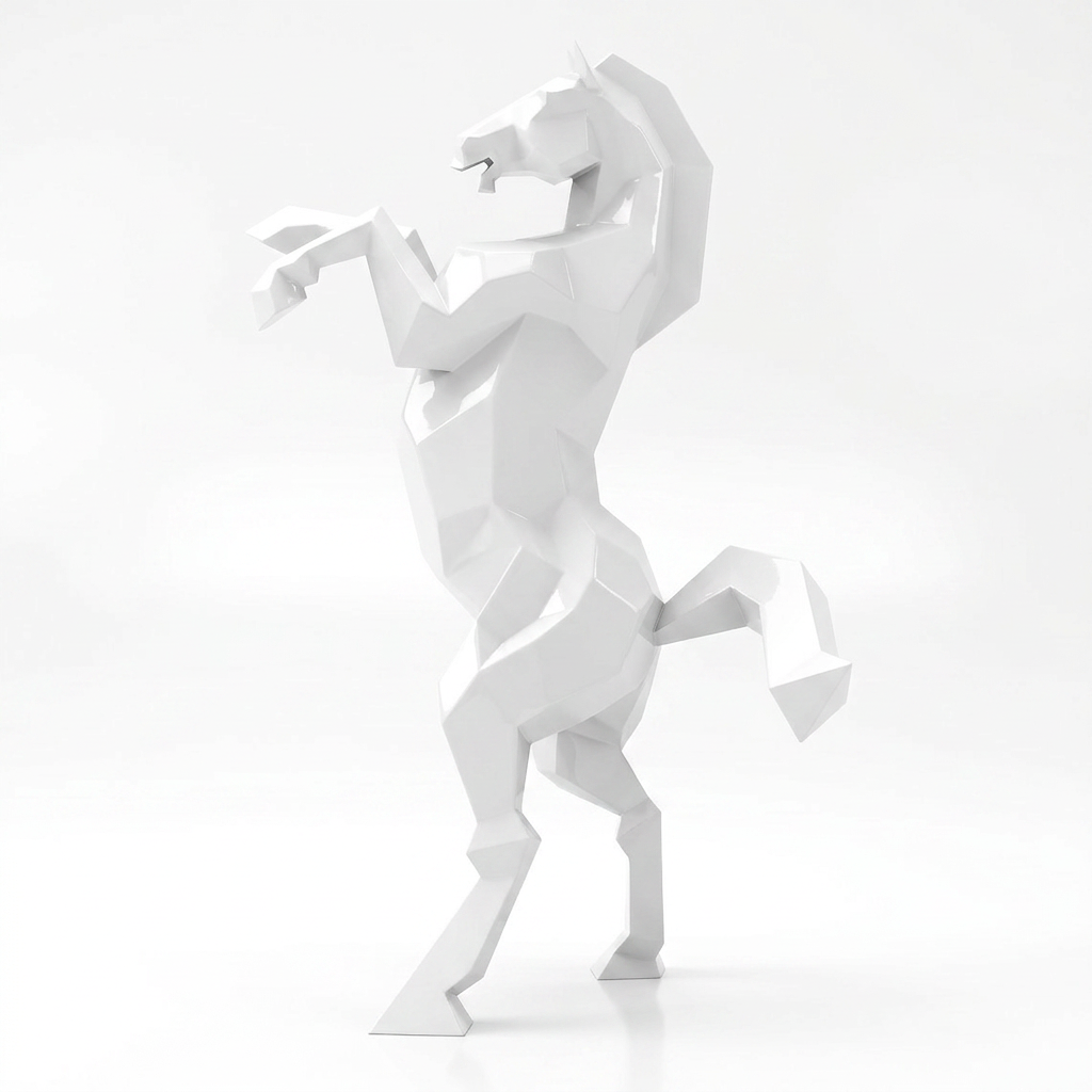 Sculpture Cheval Cabré Murale Facetté
