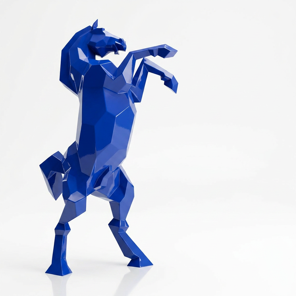Sculpture Cheval Cabré Murale Facetté