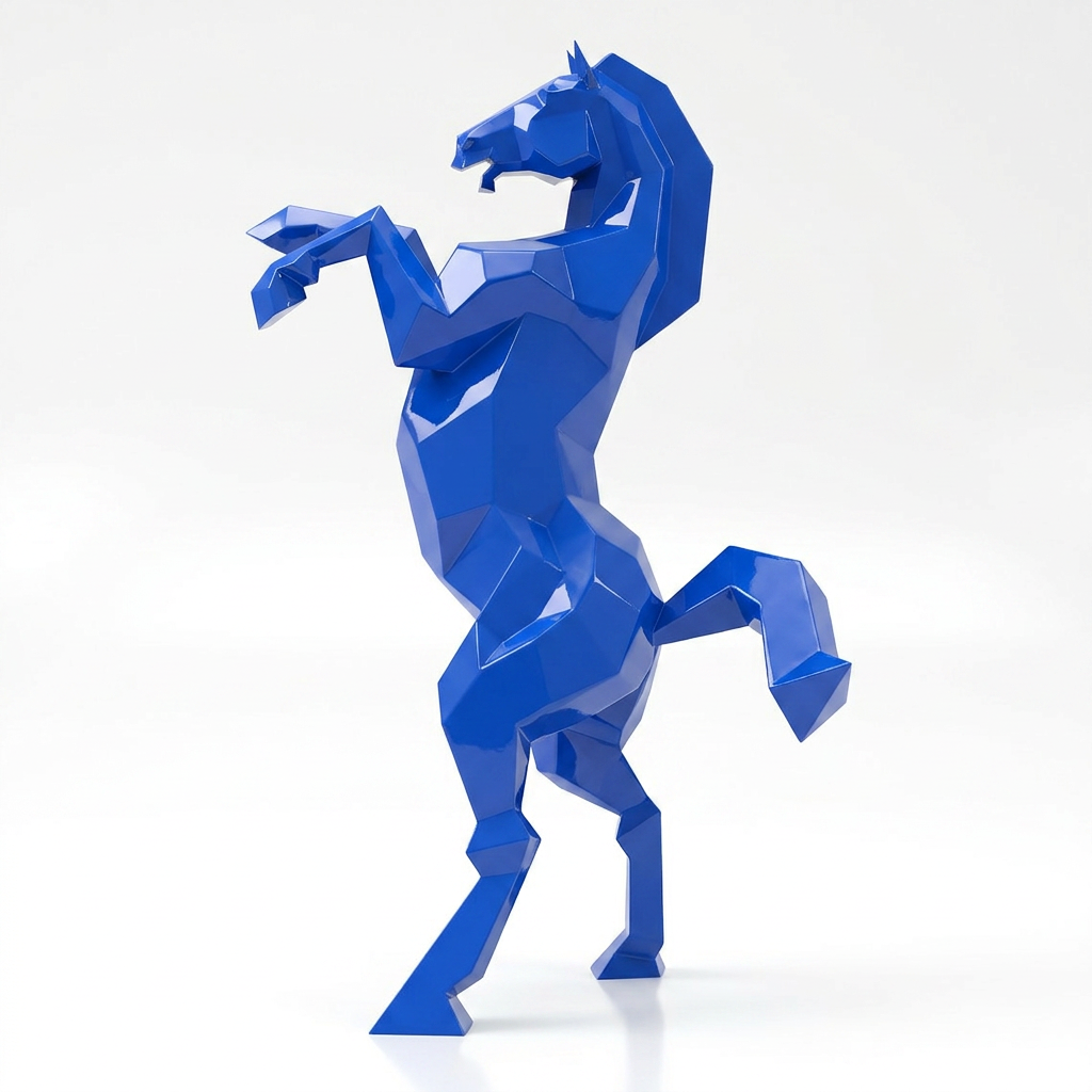 Sculpture Cheval Cabré Murale Facetté