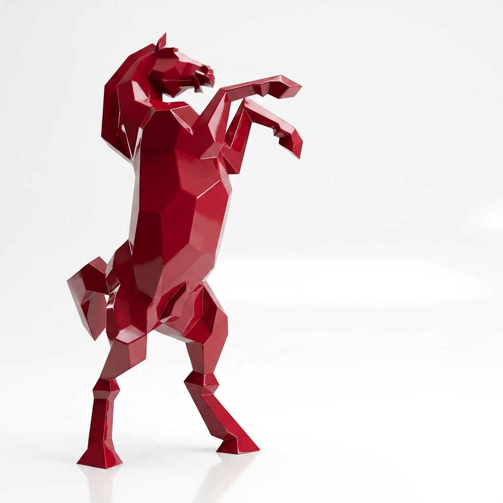 Sculpture Cheval Cabré Murale Facetté