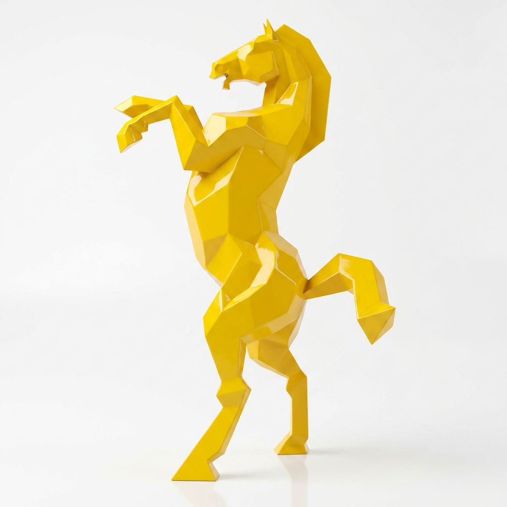 Sculpture Cheval Cabré Murale Facetté