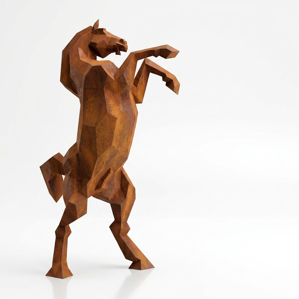 Sculpture Cheval Cabré Murale Facetté