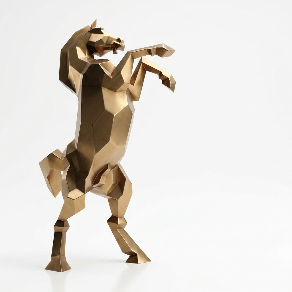 Sculpture Cheval Cabré Murale Facetté