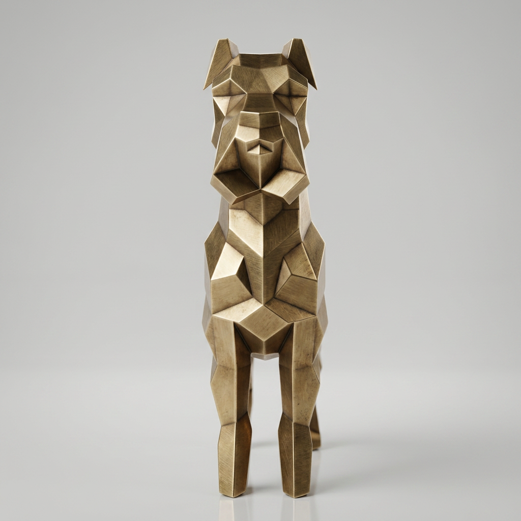 Grande Sculpture Chien Schnauzer Facette