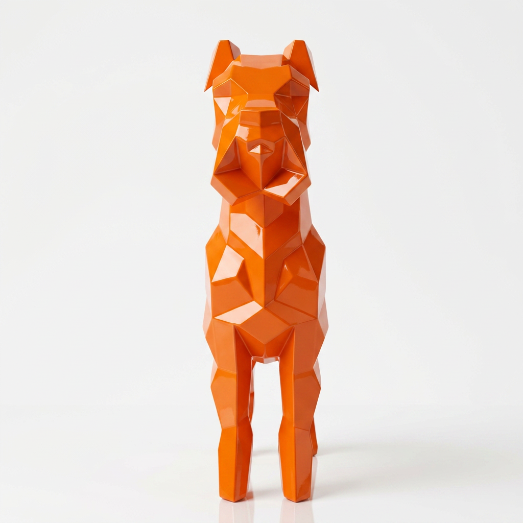 Grande Sculpture Chien Schnauzer Facette En Résine