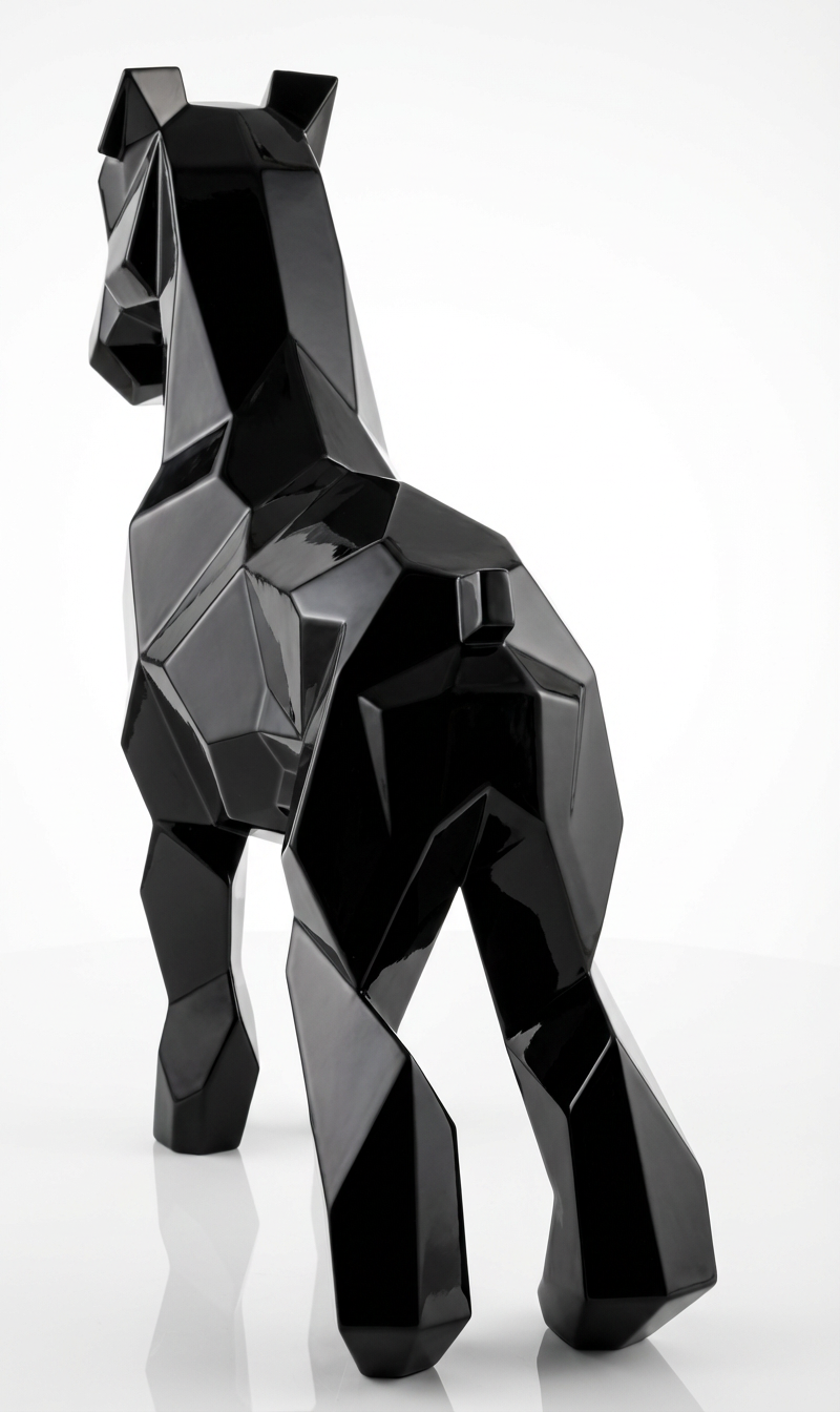 Grande Sculpture Chien Schnauzer Facette En Résine