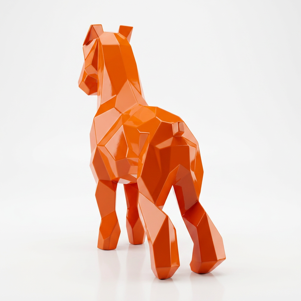 Grande Sculpture Chien Schnauzer Facette En Résine