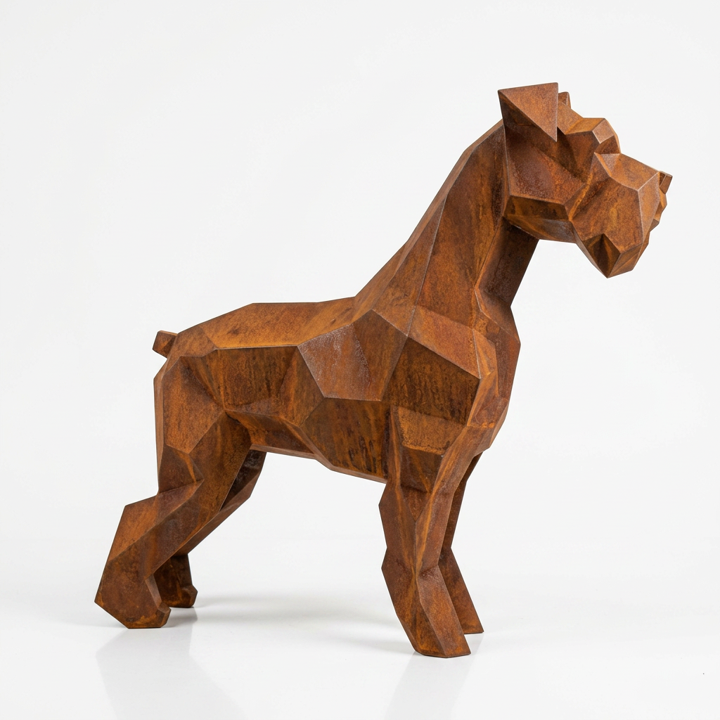 Grande Sculpture Chien Schnauzer Facette