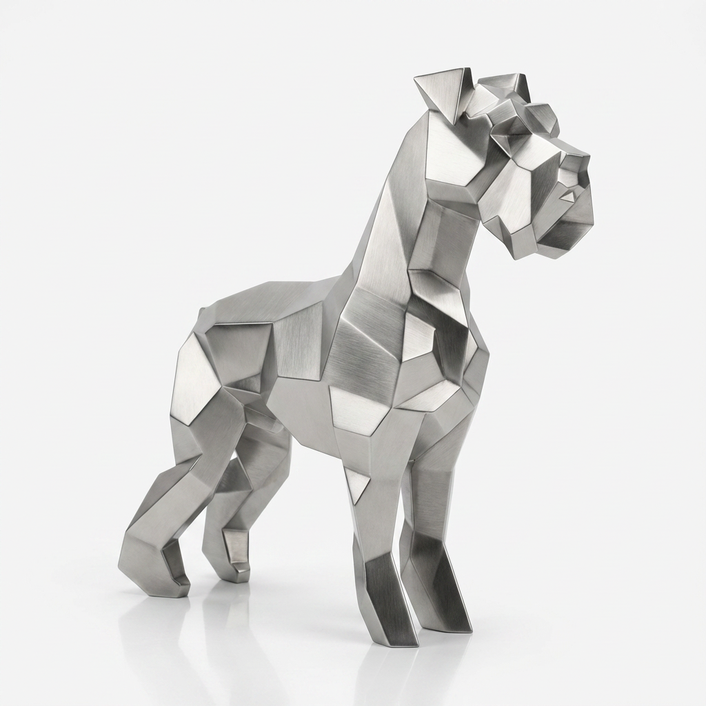 Grande Sculpture Chien Schnauzer Facette