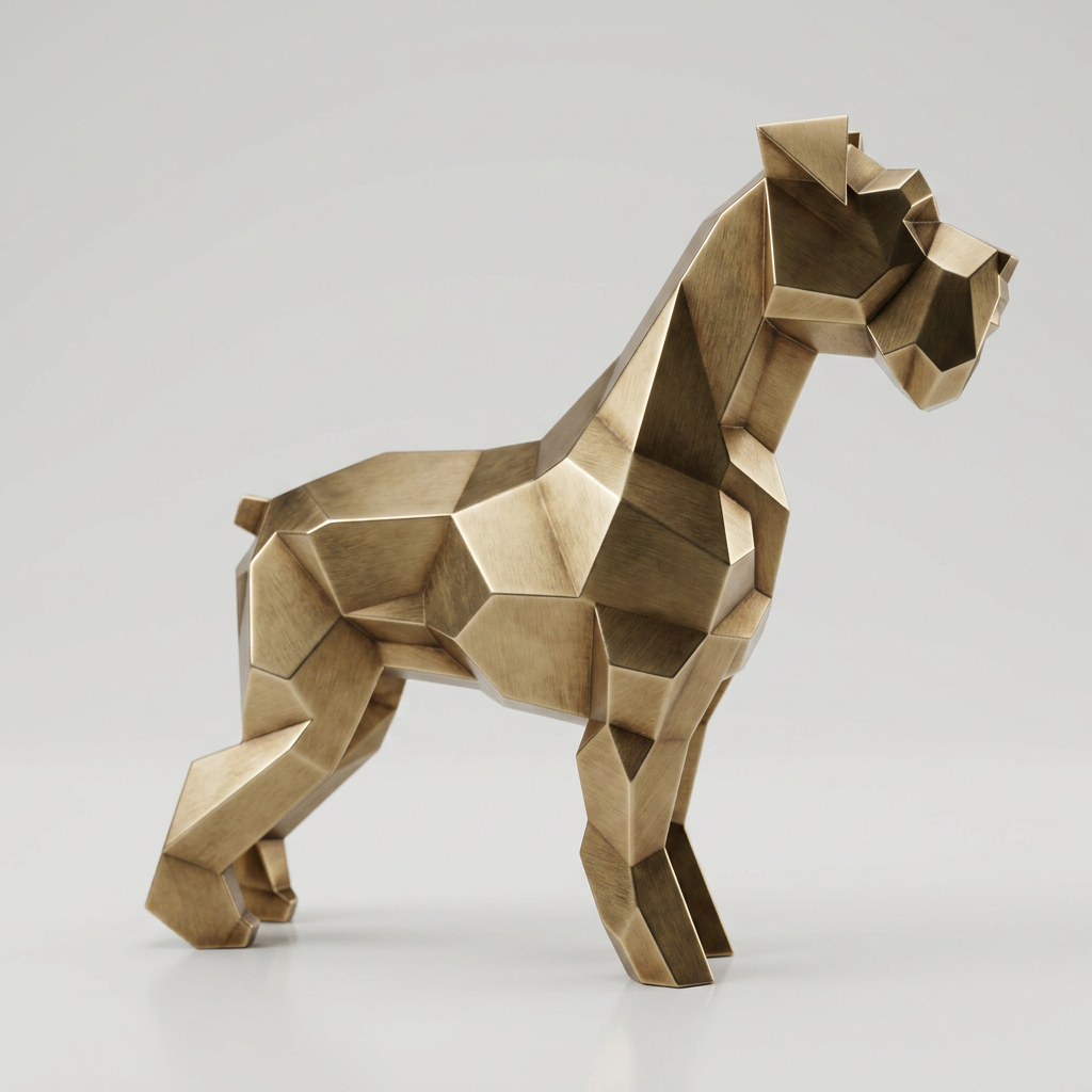 Grande Sculpture Chien Schnauzer Facette
