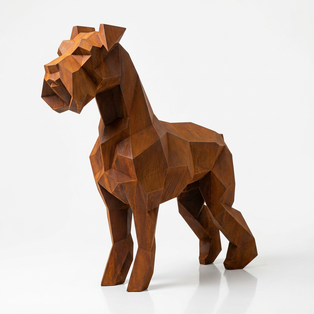 Grande Sculpture Chien Schnauzer Facette