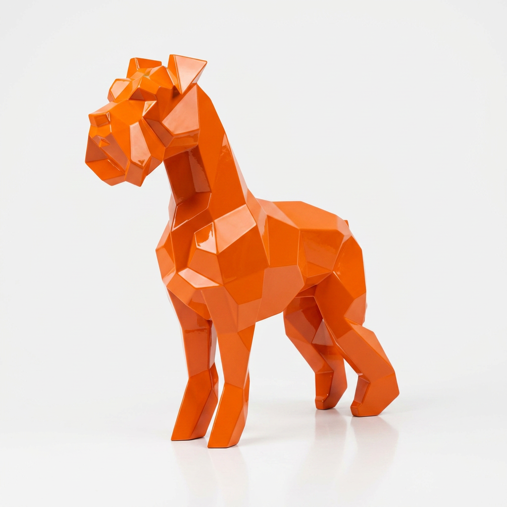 Grande Sculpture Chien Schnauzer Facette En Résine