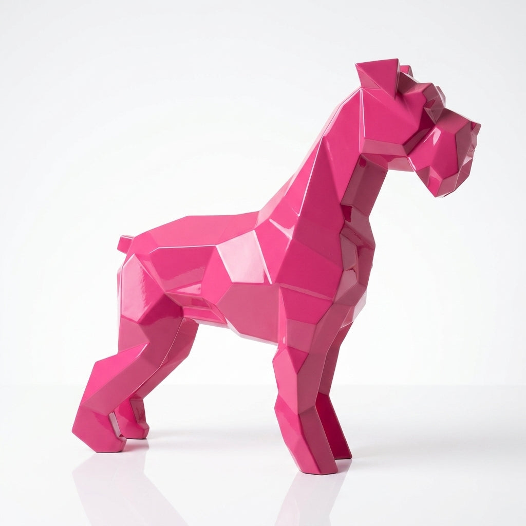 Grande Sculpture Chien Schnauzer Facette
