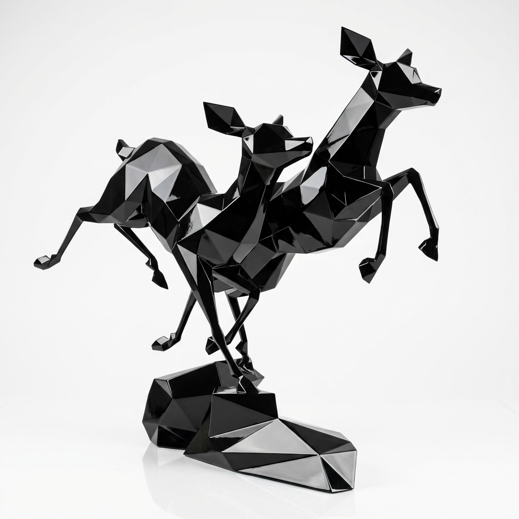 Grande Sculpture Couple de Gazelles En Résine