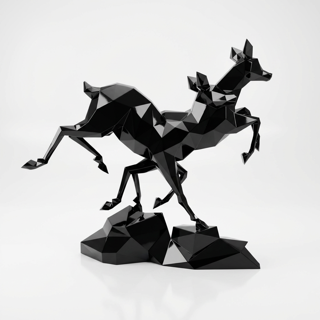 Grande Sculpture Couple de Gazelles En Résine