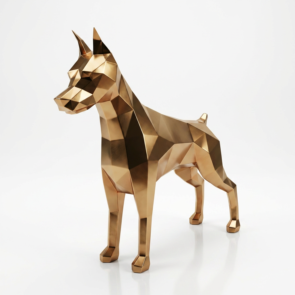 Grande Sculpture Doberman Polygone