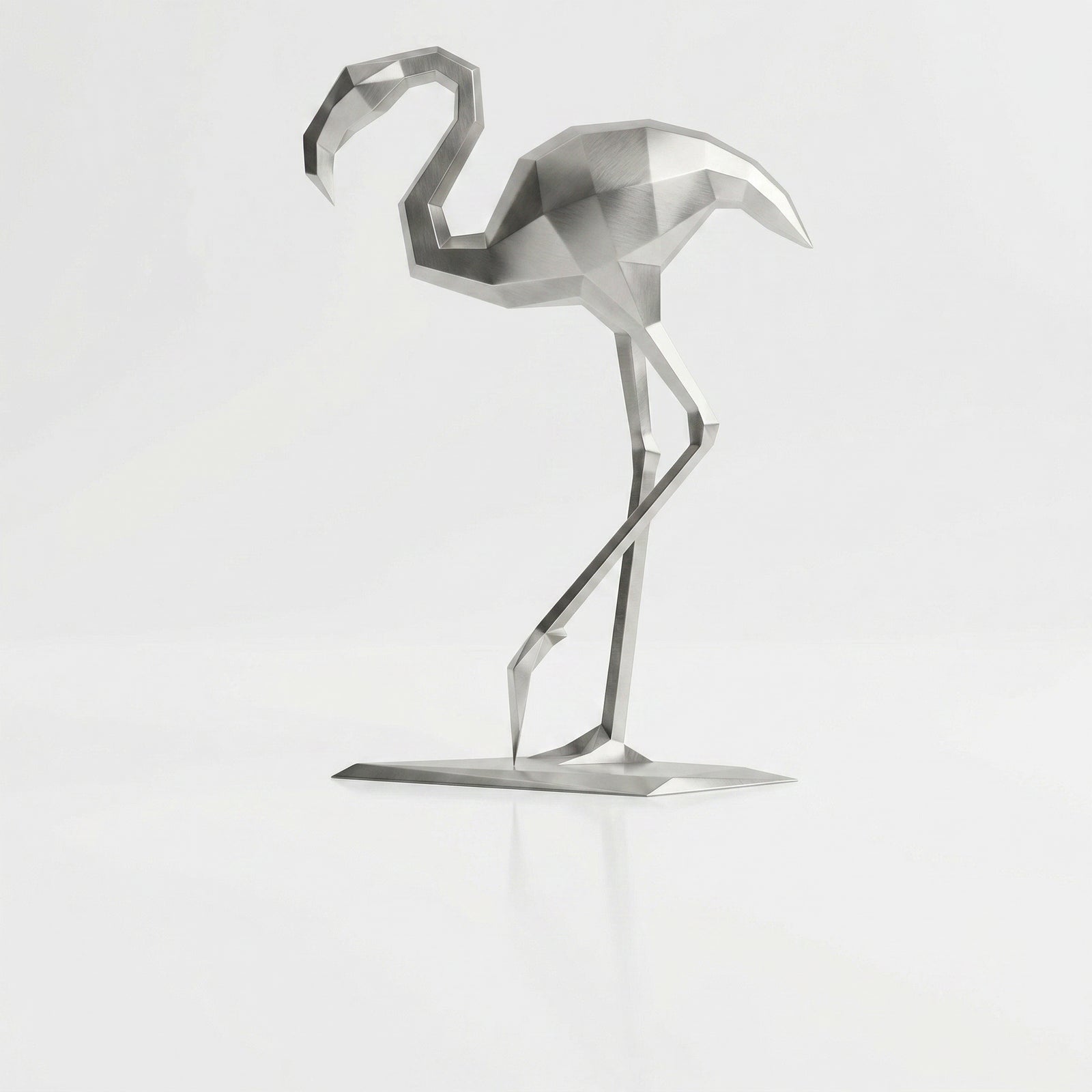 Sculpture contemporaine flamant rose En Inox