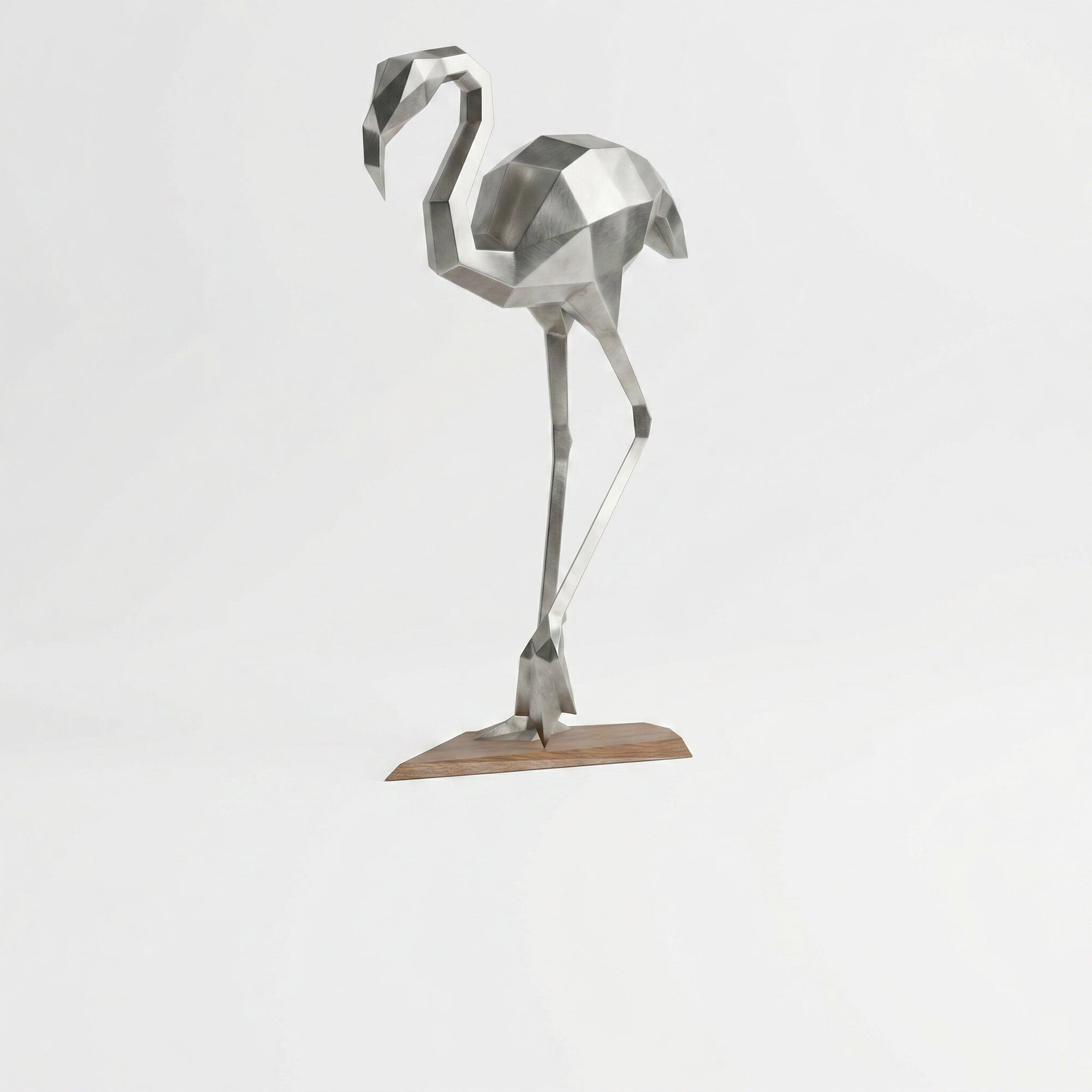 Sculpture contemporaine flamant rose En Inox