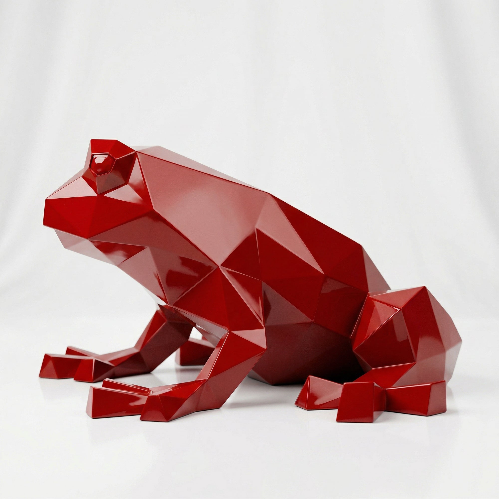Grande Sculpture de Grenouille Polygone