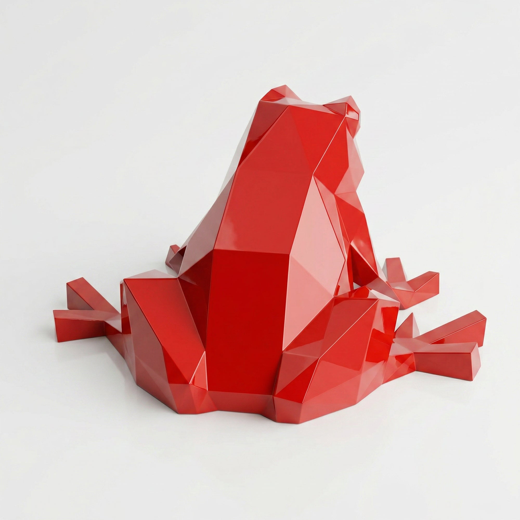 Grande Sculpture de Grenouille Polygone