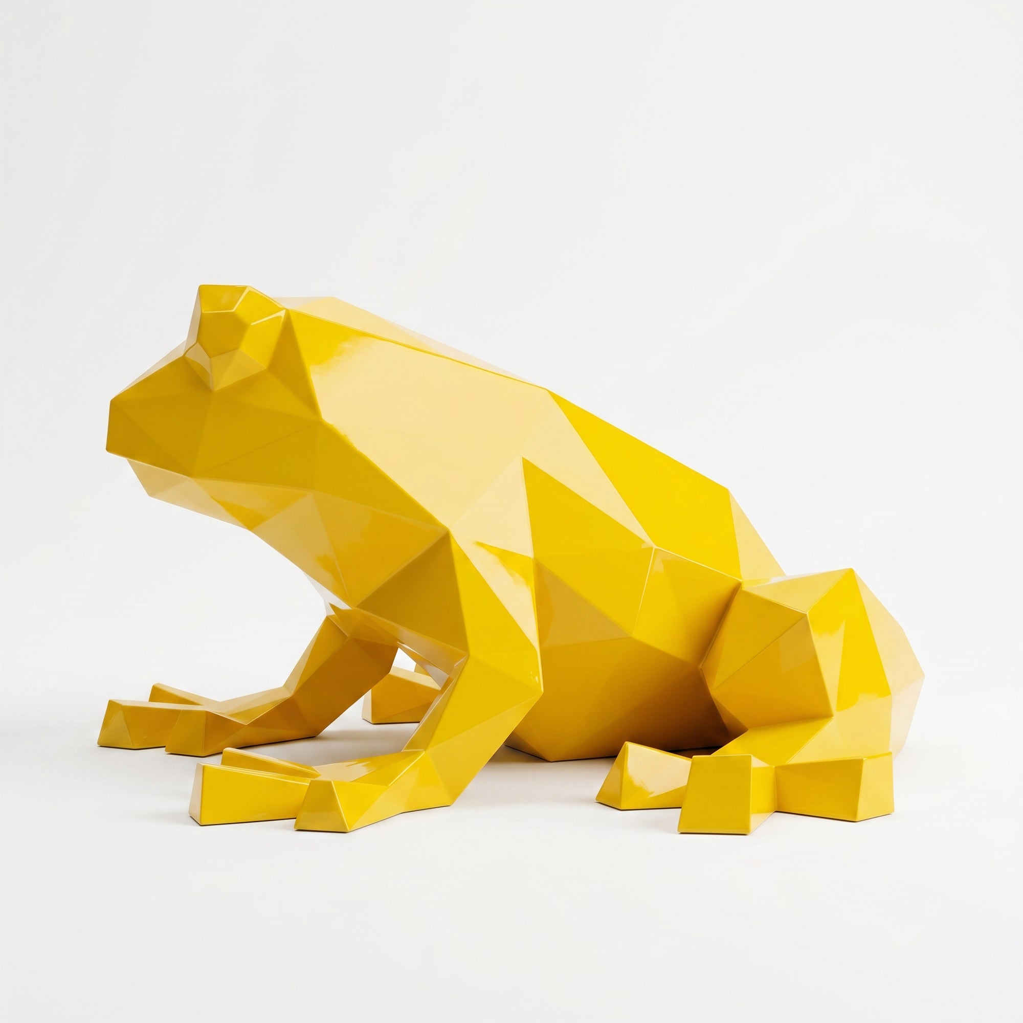 Grande Sculpture de Grenouille Polygone