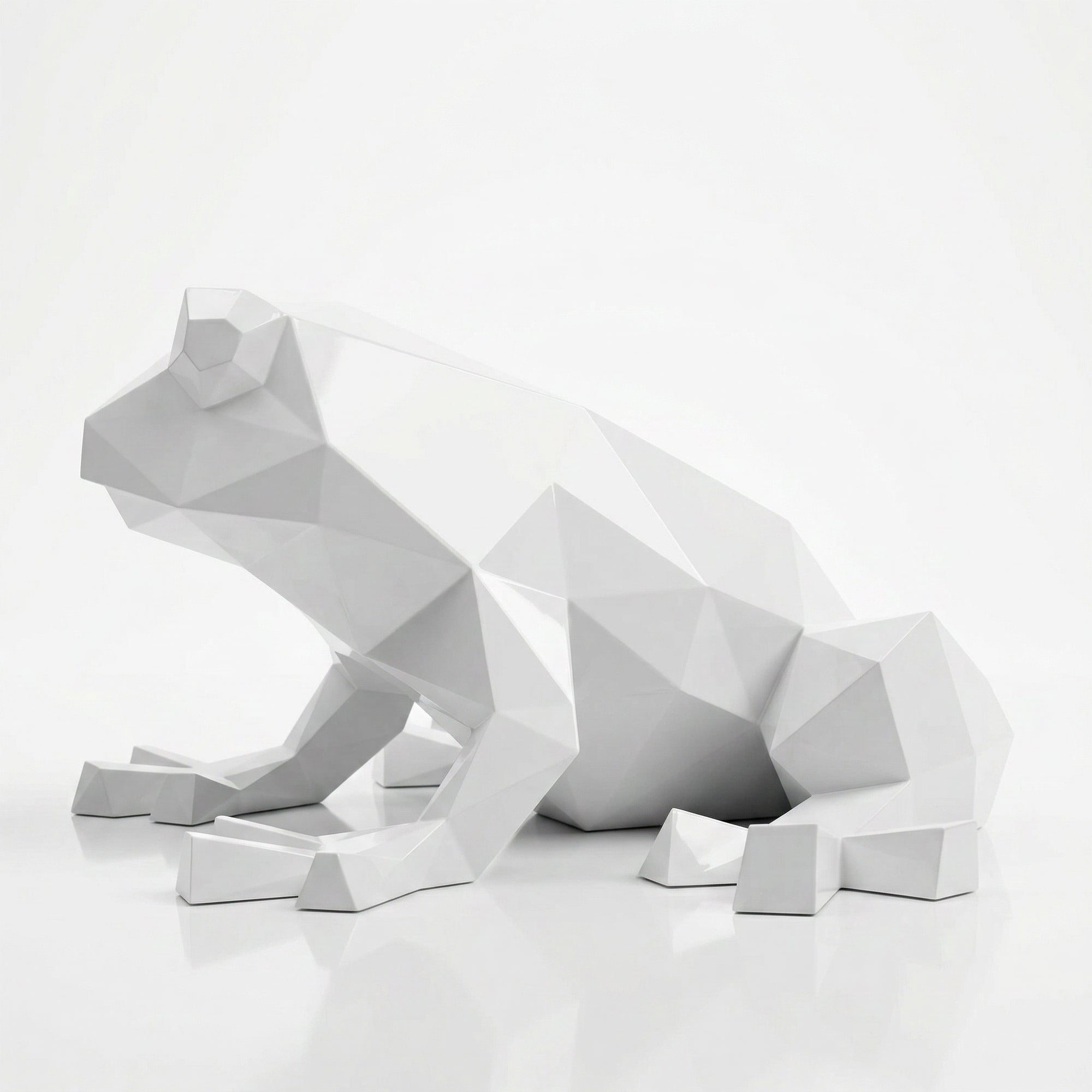 Grande Sculpture de Grenouille Polygone