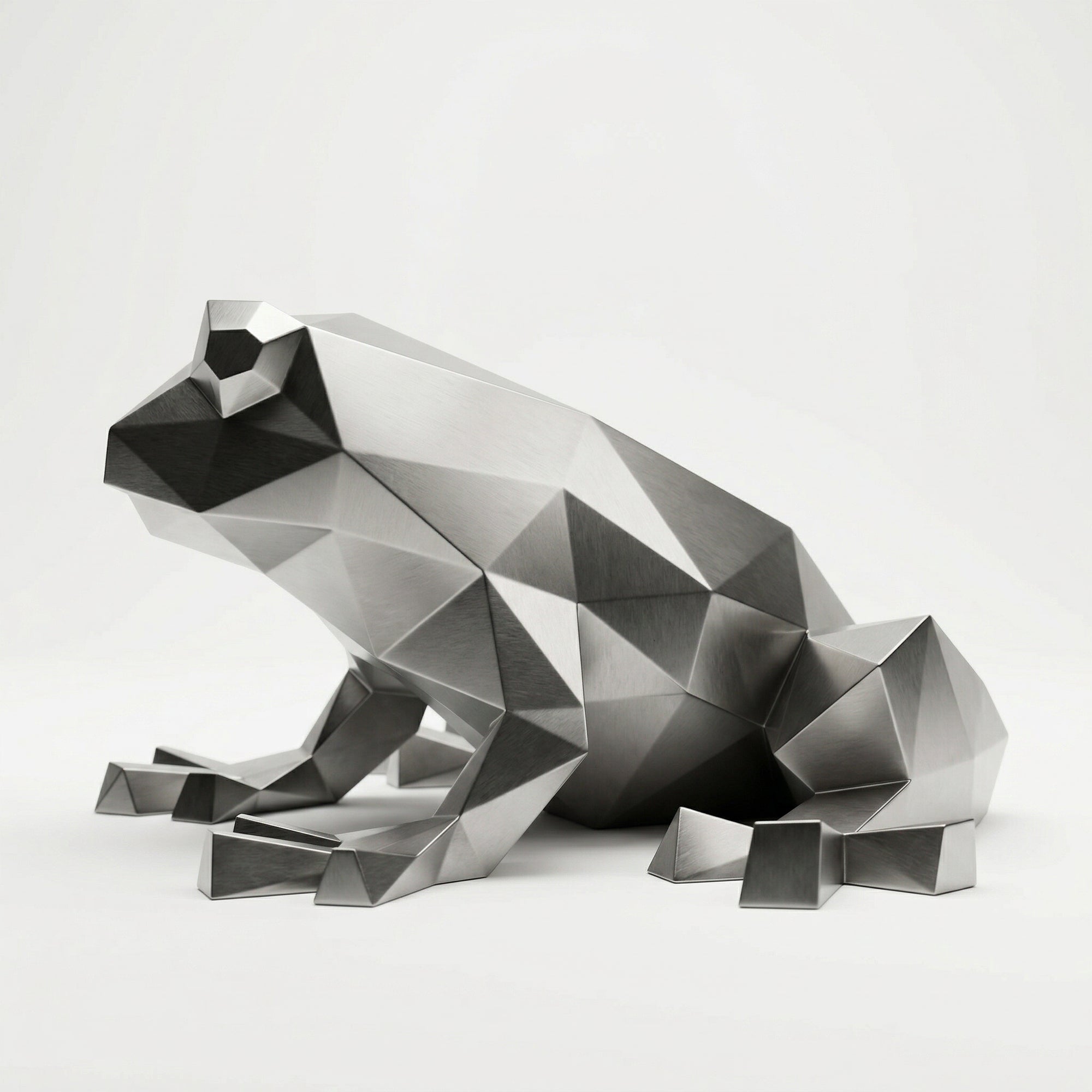 Grande Sculpture de Grenouille Polygone