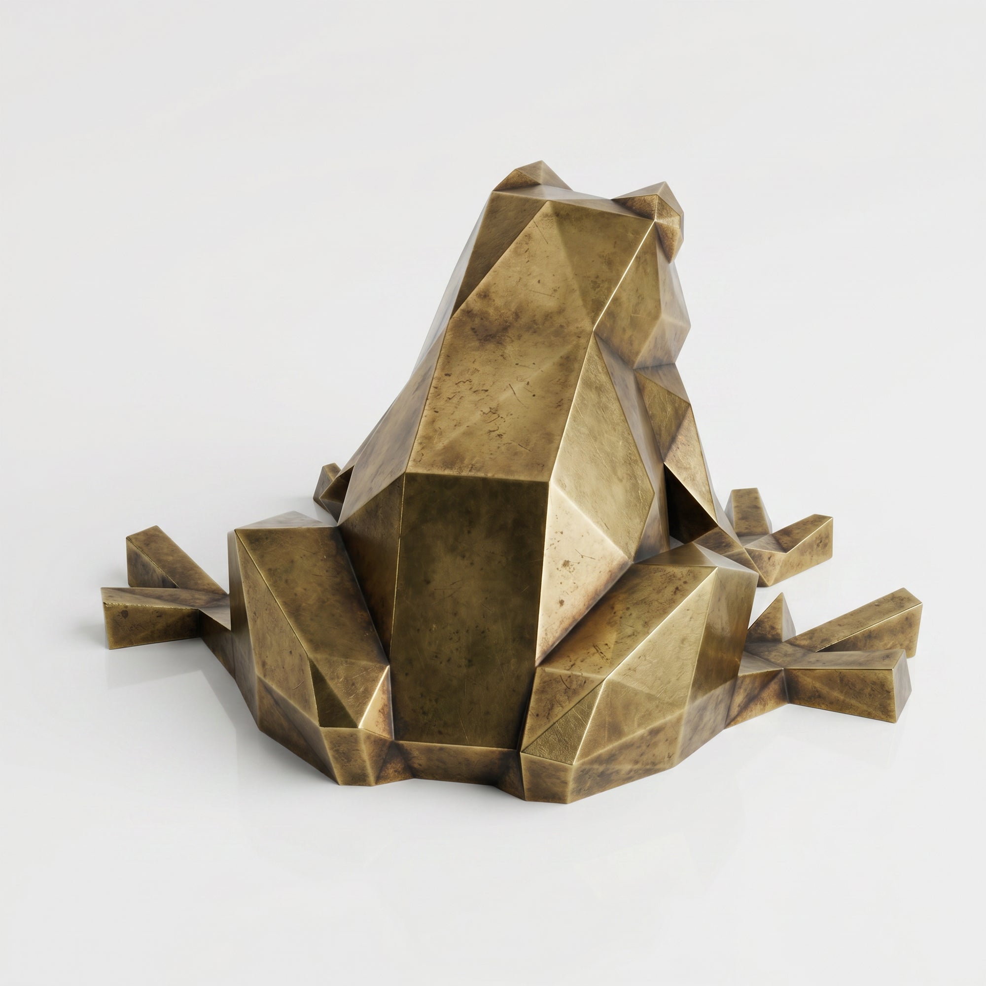 Grande Sculpture de Grenouille Polygone