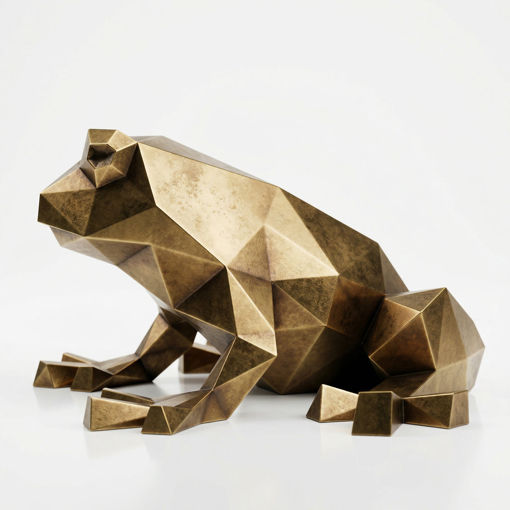 Grande Sculpture de Grenouille Polygone