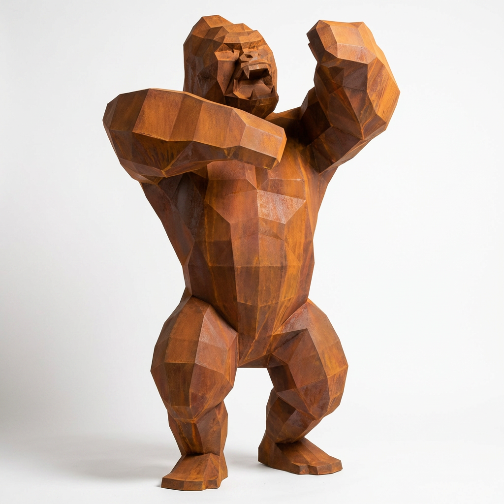Sculpture Gorille Debout Facettée