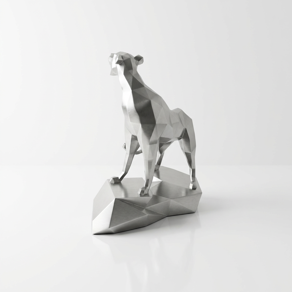 Grande Sculpture guépard en Inox