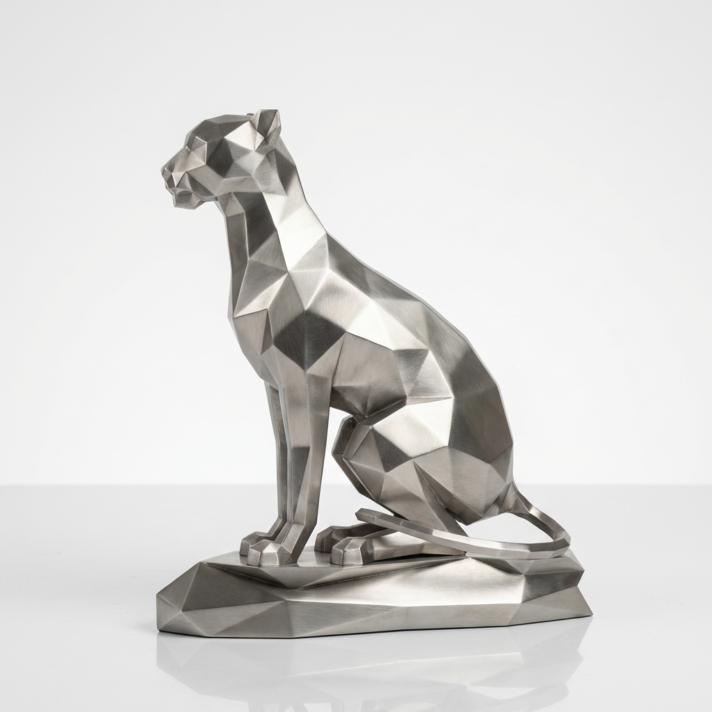 Grande Sculpture Origami Guépard Assise