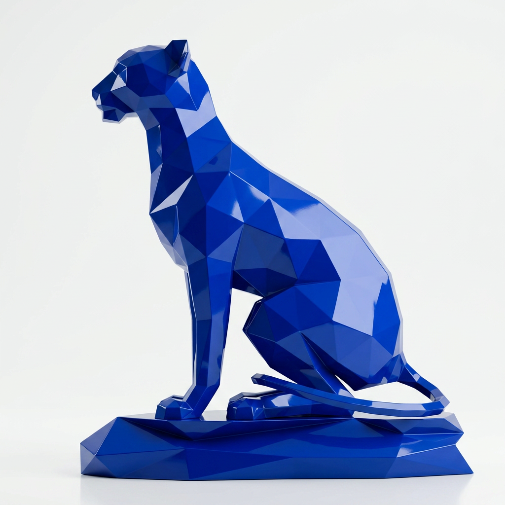 Grande Sculpture Origami Guépard Assise