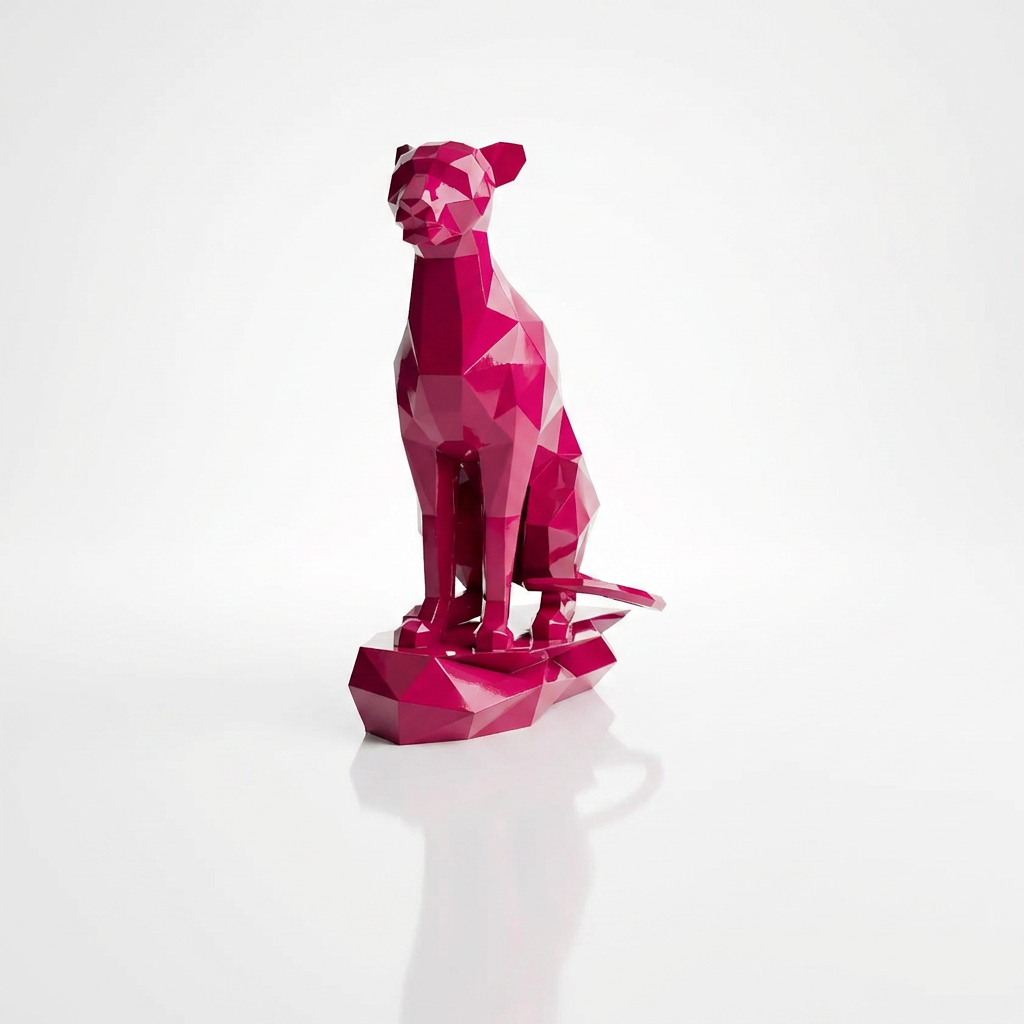 Grande Sculpture Origami Guépard Assise