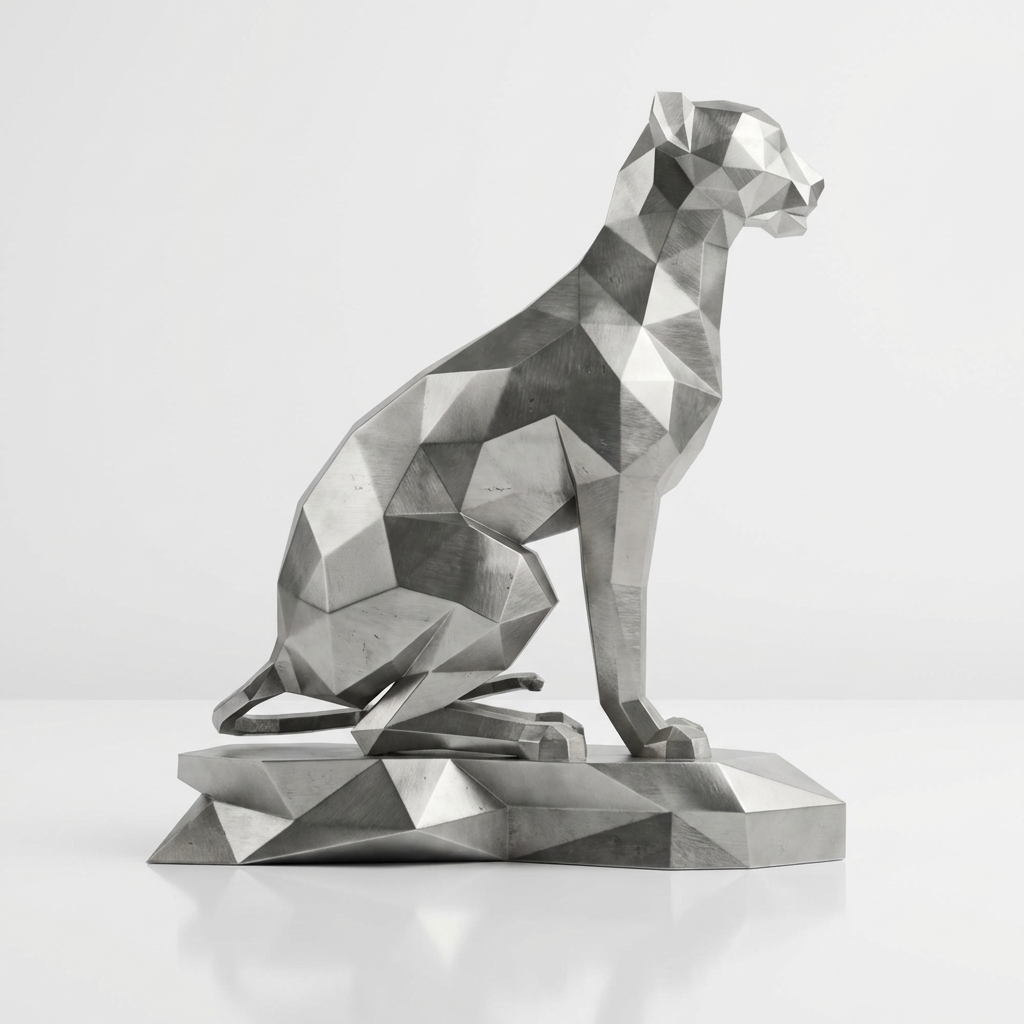 Grande Sculpture Origami Guépard Assise