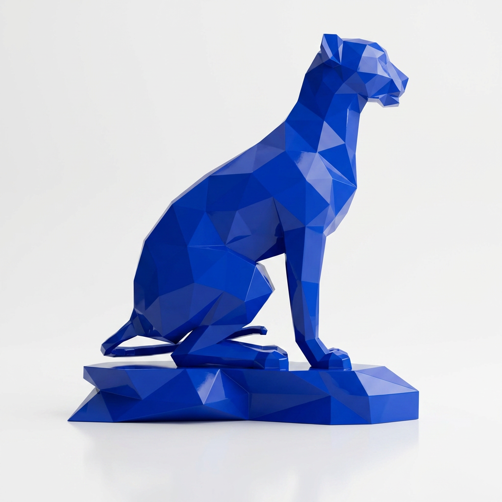 Grande Sculpture Origami Guépard Assise